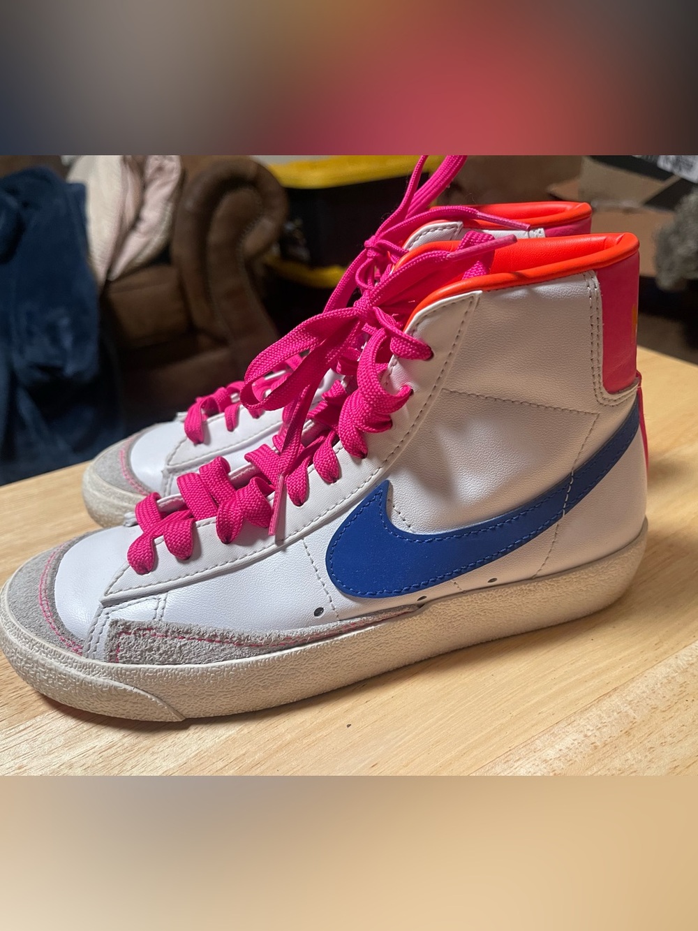 Nike Girls Blazer Mid 77 5.5 DO1162-100 Pink Orange White Blue